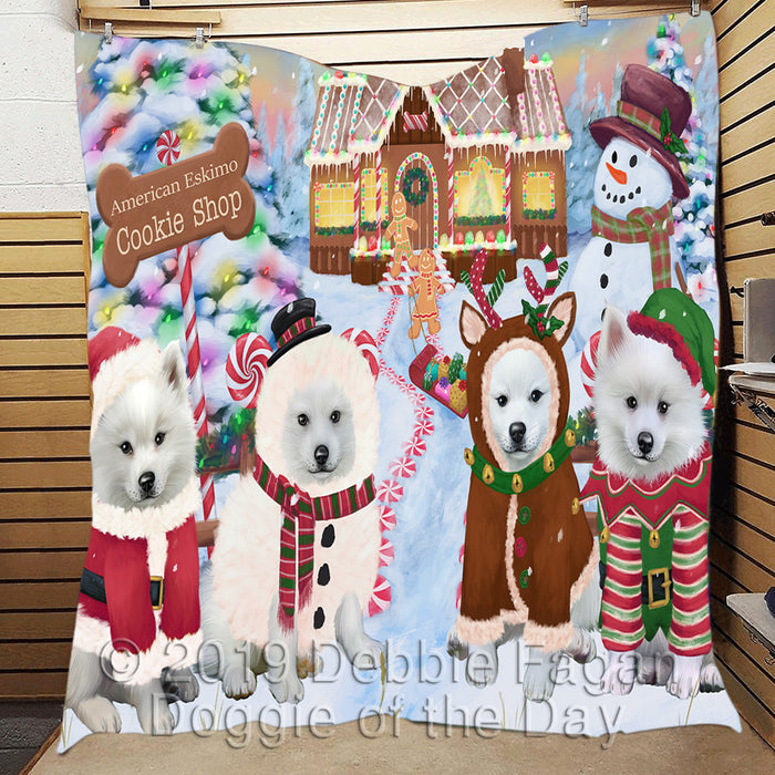 Holiday Gingerbread Cookie American Eskimo Dogs Quilt