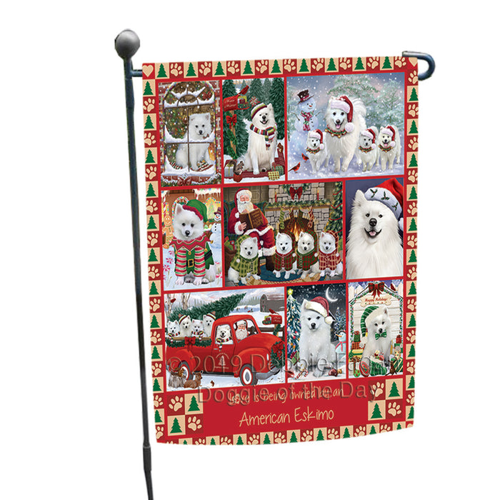 Love is Being Owned Christmas American Eskimo Dogs Garden Flag GFLG65860