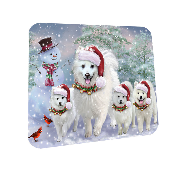 Christmas Running Family Dogs American Eskimos Dog Coasters Set of 4 CST54175