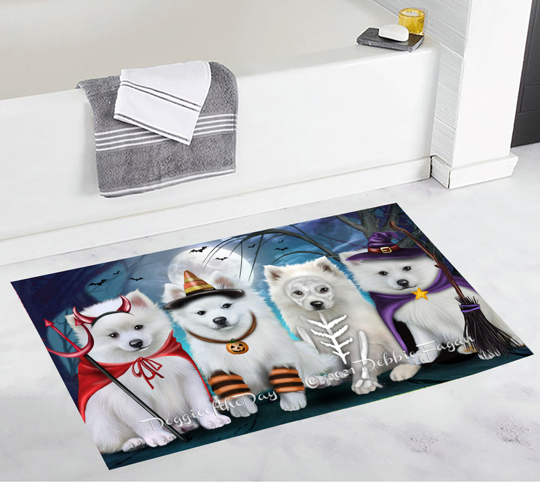 Happy Halloween Trick or Treat American Eskimo Dogs Bathroom Rugs with Non Slip Soft Bath Mat for Tub BRUG54868