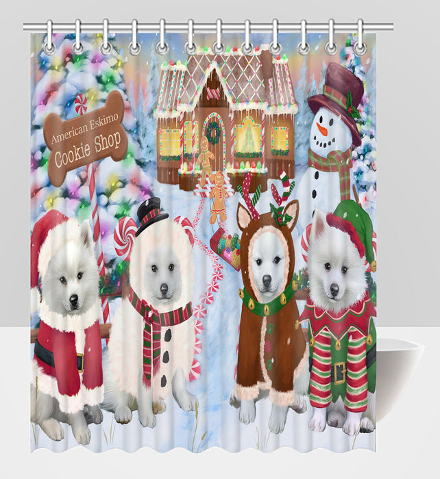 Holiday Gingerbread Cookie American Eskimo Dogs Shower Curtain