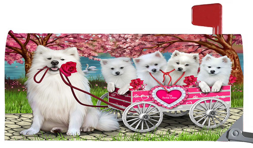 I Love American Eskimo Dogs in a Cart Magnetic Mailbox Cover MBC48525
