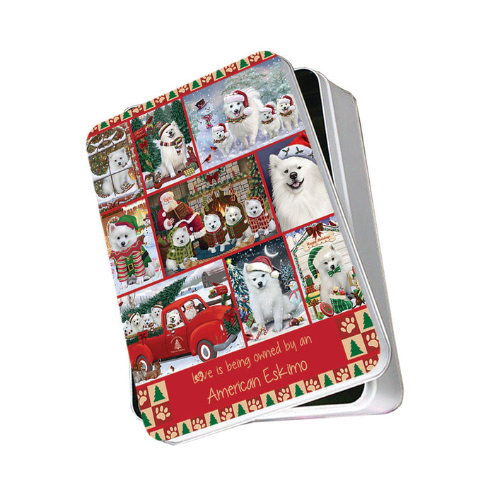 Love is Being Owned Christmas American Eskimo Dogs Photo Storage Tin PITN57132
