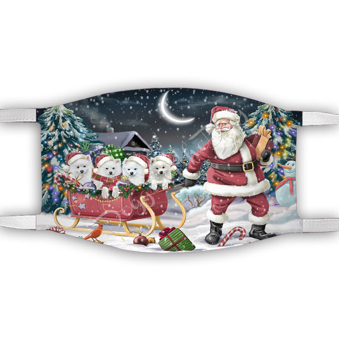 Santa Sled Dogs Christmas Happy Holidays American Eskimo Dogs Face Mask FM48958