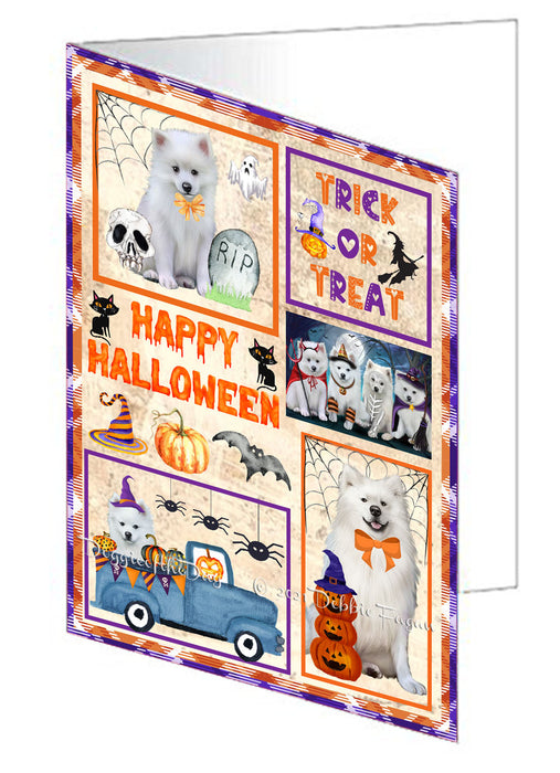 Happy Halloween Trick or Treat American Staffordshire Dogs Handmade Artwork Assorted Pets Greeting Cards and Note Cards with Envelopes for All Occasions and Holiday Seasons GCD76376