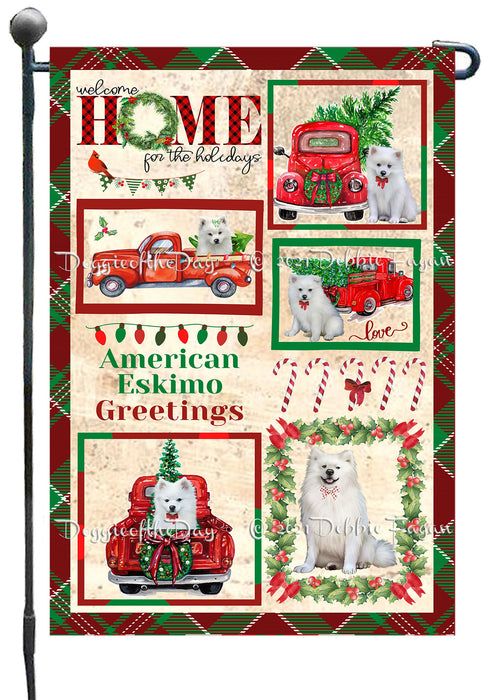 Welcome Home for Christmas Holidays American Eskimo Dogs Garden Flag GFLG66967