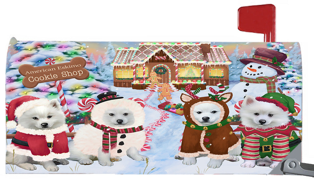 Christmas Holiday Gingerbread Cookie Shop American Eskimo Dogs 6.5 x 19 Inches Magnetic Mailbox Cover Post Box Cover Wraps Garden Yard Décor MBC48955