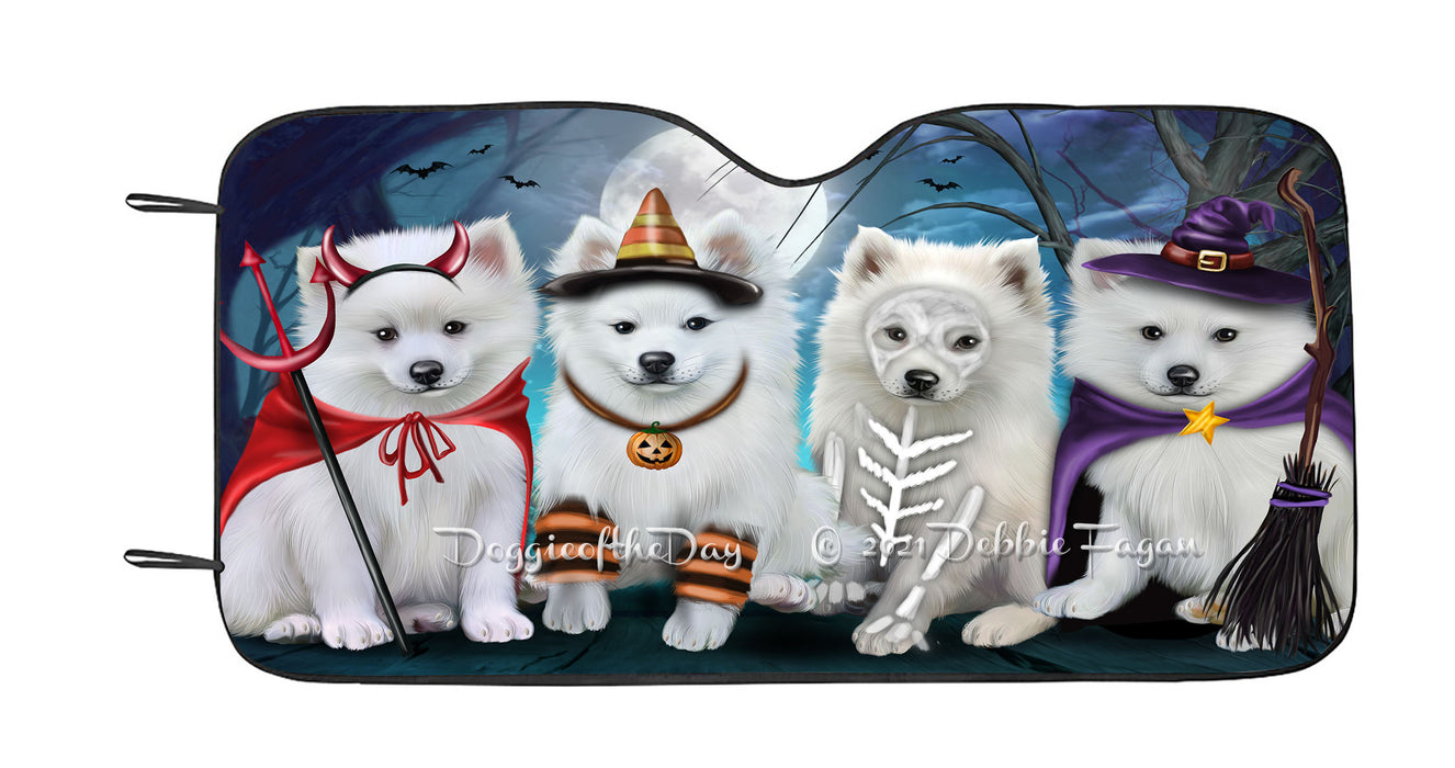 Happy Halloween Trick or Treat American Eskimo Dogs Car Sun Shade Cover Curtain