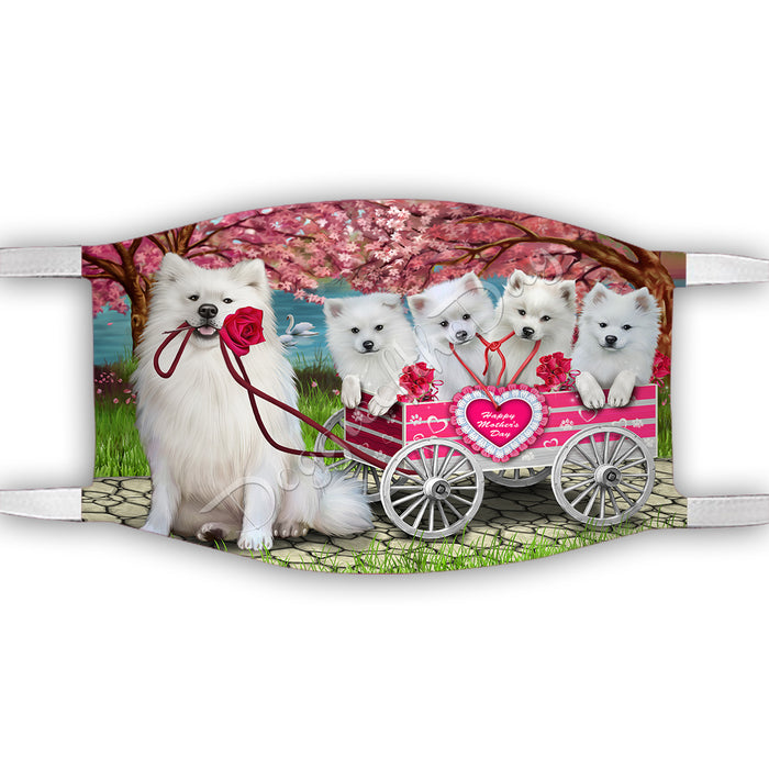 I Love American Eskimo Dogs in a Cart Face Mask FM48107