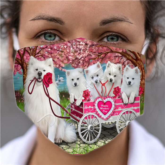 I Love American Eskimo Dogs in a Cart Face Mask FM48107