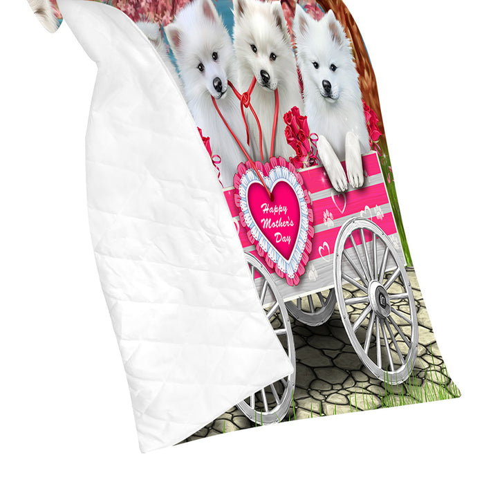I Love American Eskimo Dogs in a Cart Quilt
