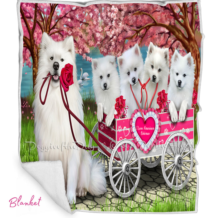 Mother's Day Gift Basket American Eskimo Dogs Blanket, Pillow, Coasters, Magnet, Coffee Mug and Ornament