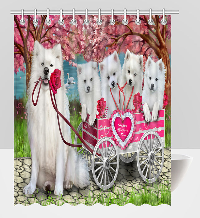 I Love American Eskimo Dogs in a Cart Shower Curtain