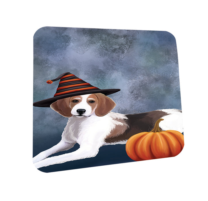 Happy Halloween American Foxhound Dog Wearing Witch Hat with Pumpkin Coasters Set of 4 CST54875