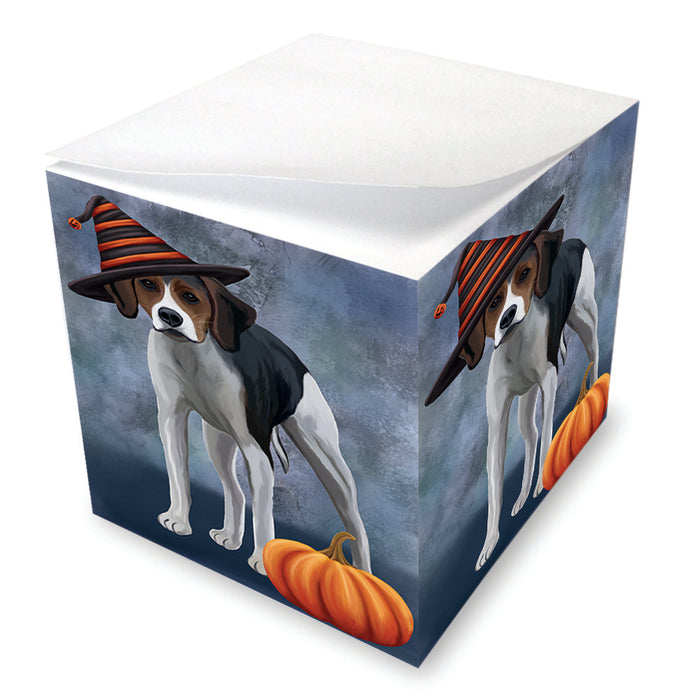 Happy Halloween American Foxhound Dog Wearing Witch Hat with Pumpkin Note Cube NOC56564
