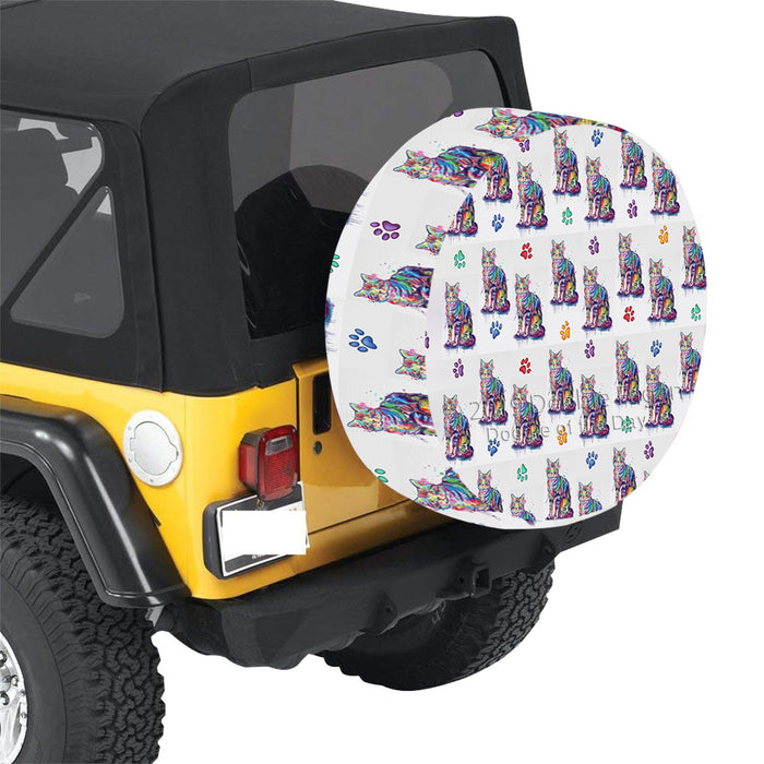 Watercolor Mini American Shorthair Cats Car Tire Cover
