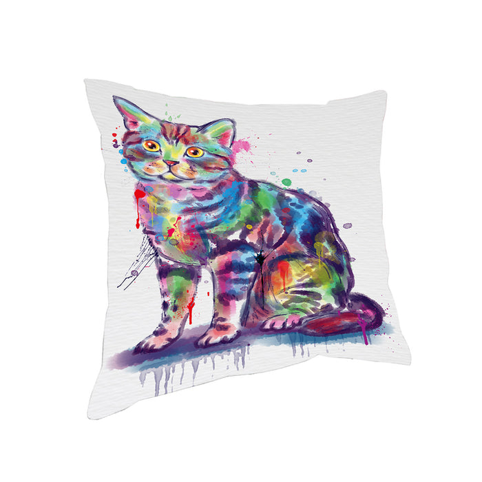 Watercolor American Shorthair Cat Pillow with Top Quality High-Resolution Images - Ultra Soft Pet Pillows for Sleeping - Reversible & Comfort - Ideal Gift for Dog Lover - Cushion for Sofa Couch Bed - 100% Polyester