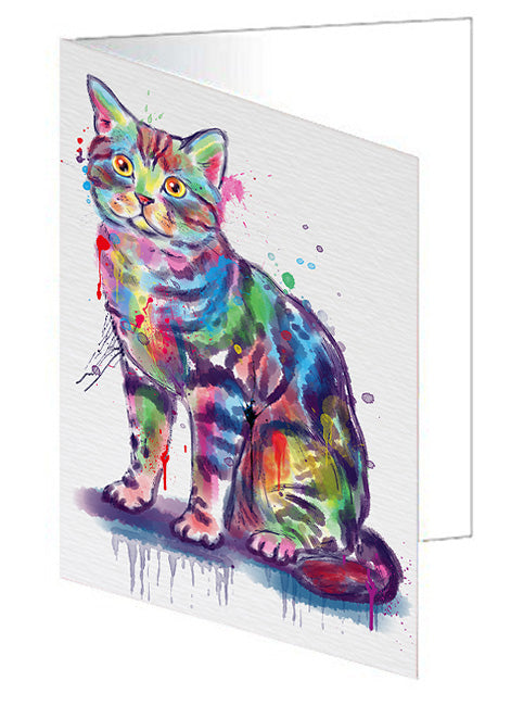 Watercolor American Shorthair Cat Handmade Artwork Assorted Pets Greeting Cards and Note Cards with Envelopes for All Occasions and Holiday Seasons GCD79058