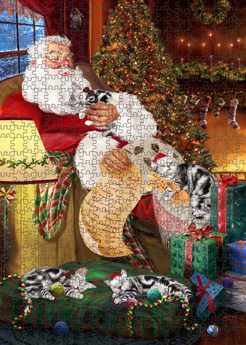 Santa Sleeping with American Shorthair Cats Christmas Puzzle  PUZL62822