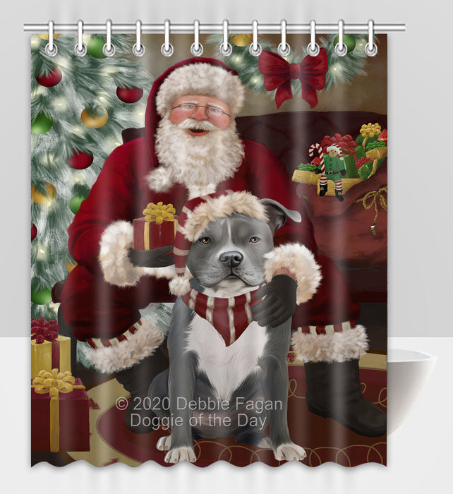 Santa's Christmas Surprise American Staffordshire Dog Shower Curtain Bathroom Accessories Decor Bath Tub Screens SC205