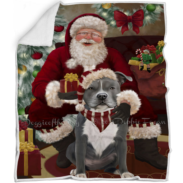Santa's Christmas Surprise American Staffordshire Dog Blanket BLNKT142063