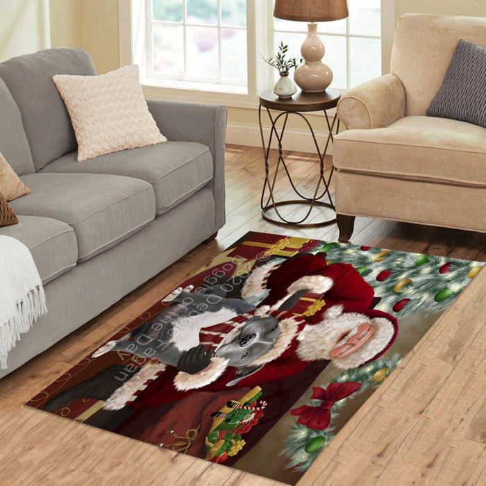 Santa's Christmas Surprise American Staffordshire Dog Polyester Living Room Carpet Area Rug ARUG67321
