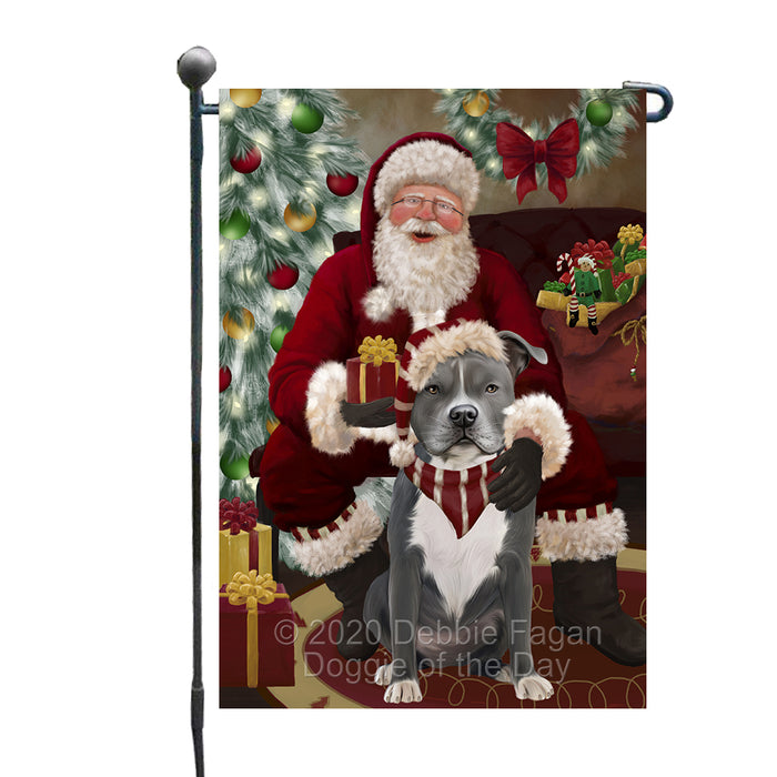 Santa's Christmas Surprise American Staffordshire Dog Garden Flag GFLG66711