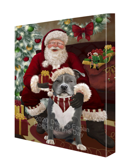 Santa I've Been Good American Staffordshire Dog Canvas Print Wall Art Décor CVS148301