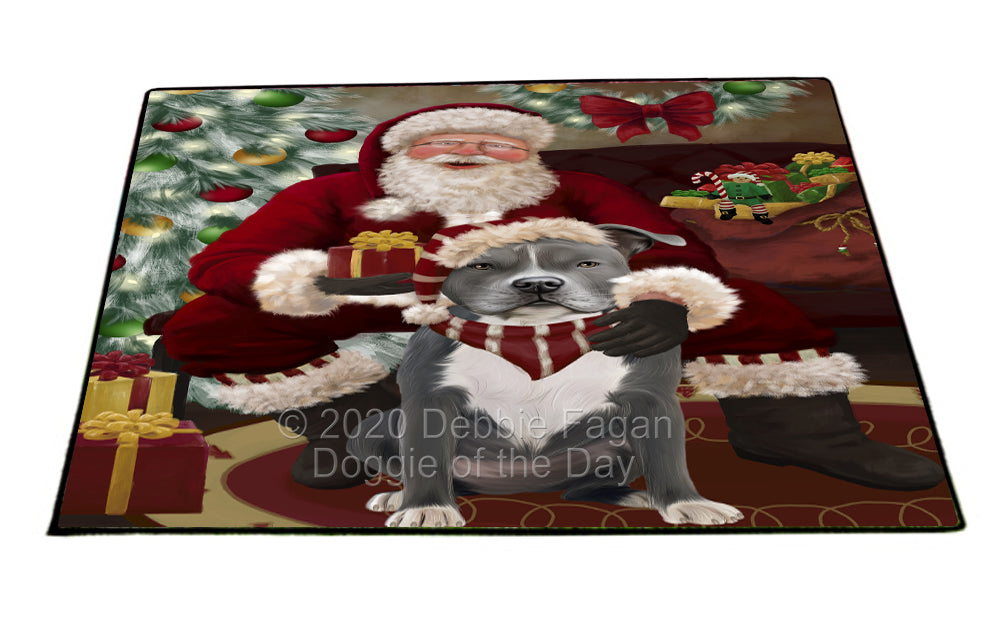 Santa's Christmas Surprise American Staffordshire Dog Indoor/Outdoor Welcome Floormat - Premium Quality Washable Anti-Slip Doormat Rug FLMS57358