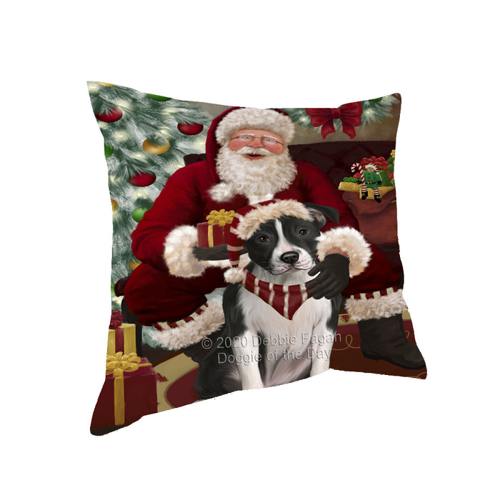 Santa's Christmas Surprise American Staffordshire Dog Pillow PIL87068