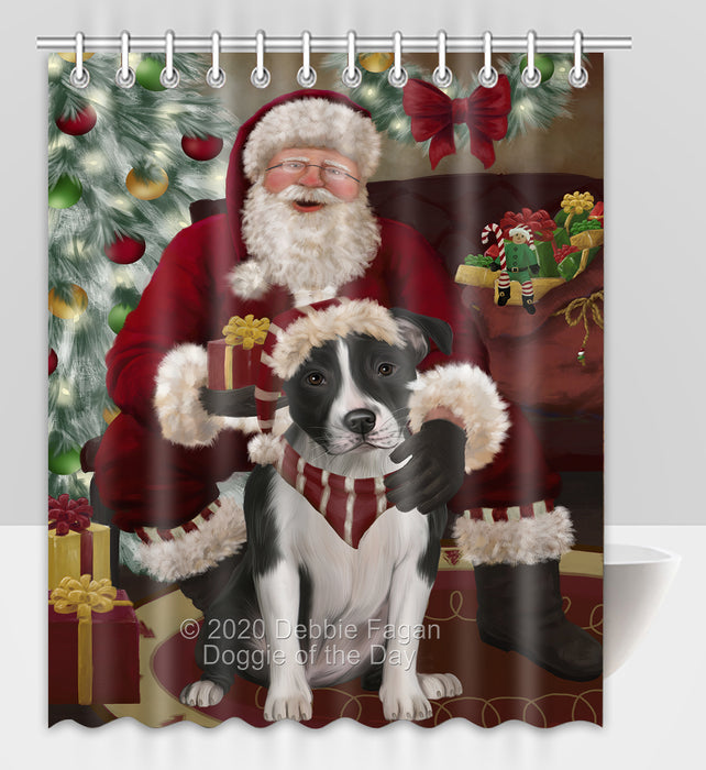 Santa's Christmas Surprise American Staffordshire Dog Shower Curtain Bathroom Accessories Decor Bath Tub Screens SC206