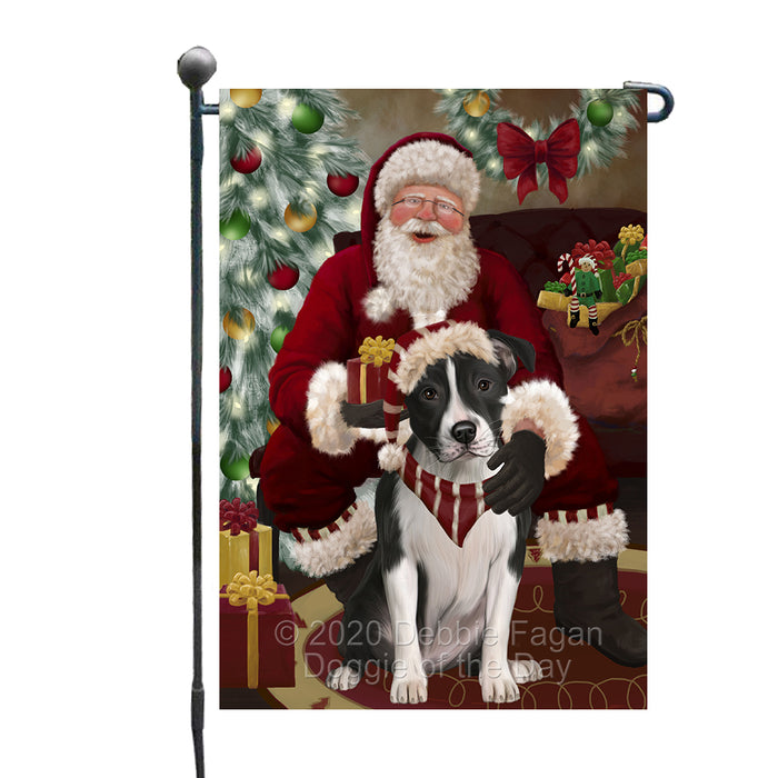 Santa's Christmas Surprise American Staffordshire Dog Garden Flag GFLG66712