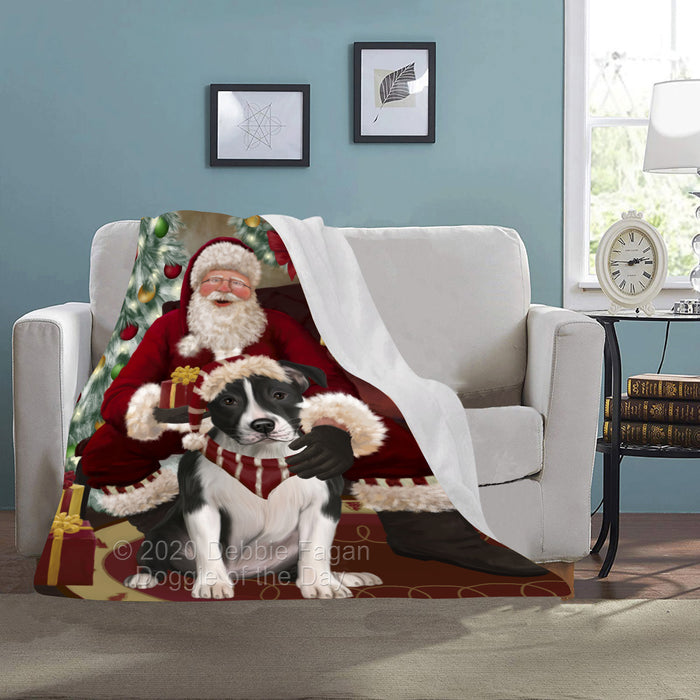 Santa's Christmas Surprise American Staffordshire Dog Blanket BLNKT142068