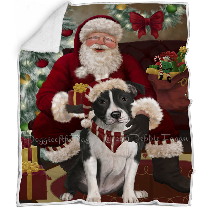 Santa's Christmas Surprise American Staffordshire Dog Blanket BLNKT142068