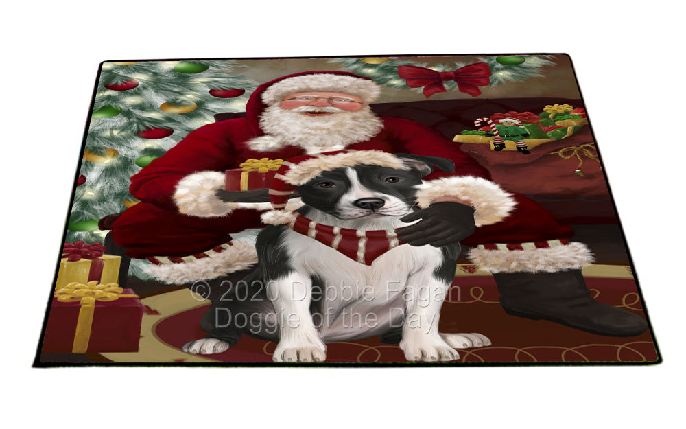Santa's Christmas Surprise American Staffordshire Dog Indoor/Outdoor Welcome Floormat - Premium Quality Washable Anti-Slip Doormat Rug FLMS57361