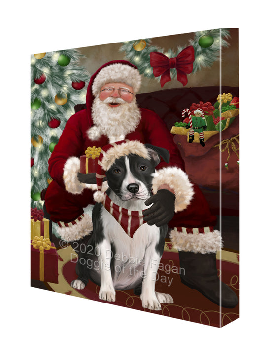 Santa I've Been Good American Staffordshire Dog Canvas Print Wall Art Décor CVS148310