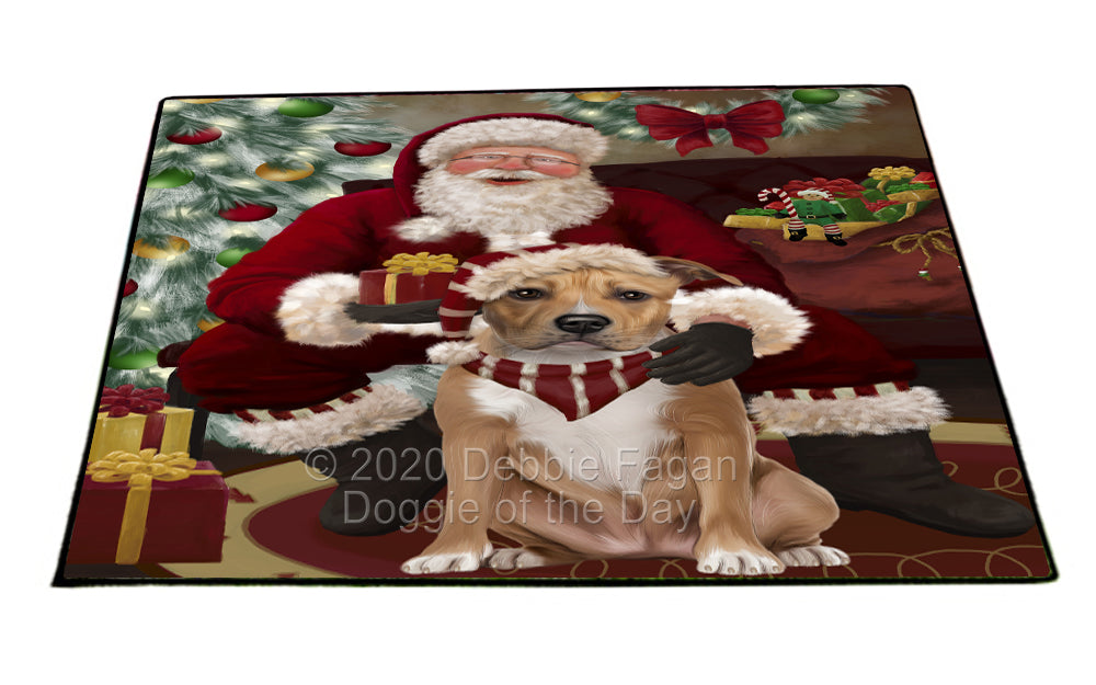 Santa's Christmas Surprise American Staffordshire Dog Indoor/Outdoor Welcome Floormat - Premium Quality Washable Anti-Slip Doormat Rug FLMS57364