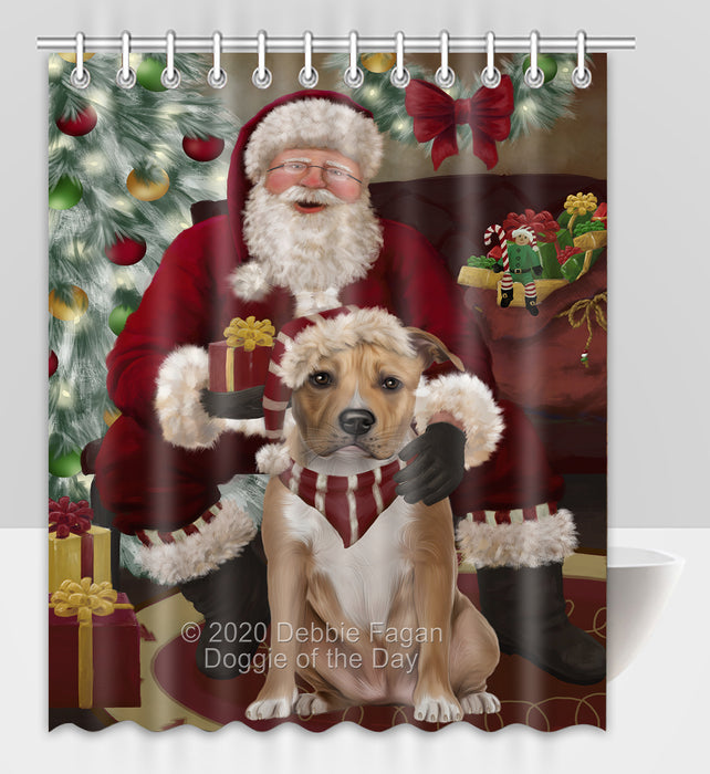 Santa's Christmas Surprise American Staffordshire Dog Shower Curtain Bathroom Accessories Decor Bath Tub Screens SC207
