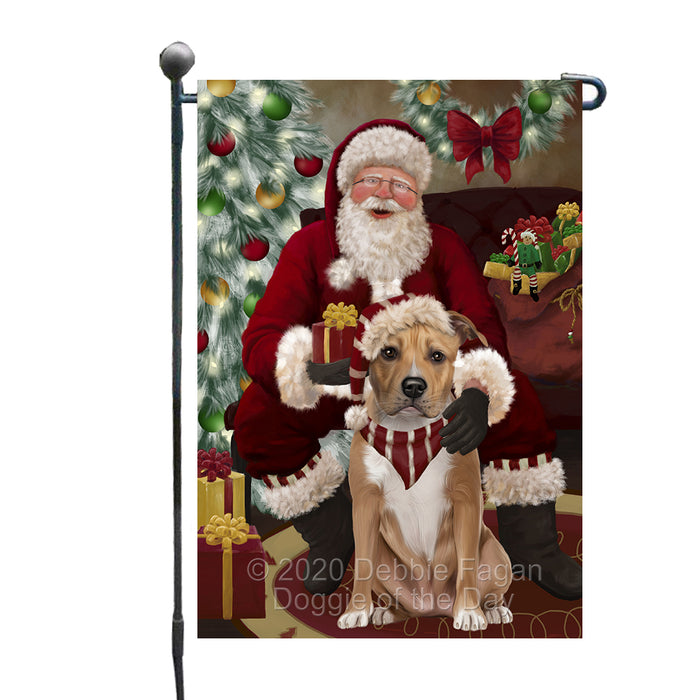 Santa's Christmas Surprise American Staffordshire Dog Garden Flag GFLG66713