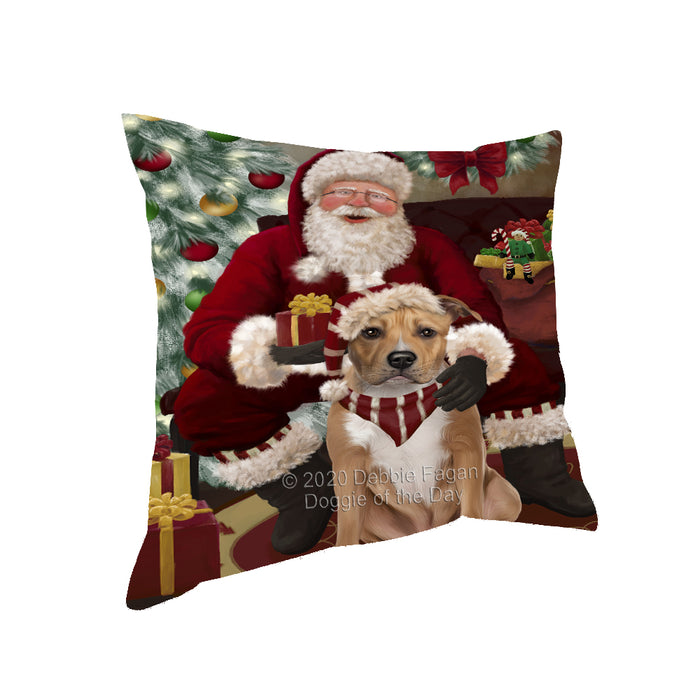 Santa's Christmas Surprise American Staffordshire Dog Pillow PIL87072