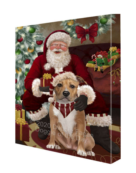 Santa I've Been Good American Staffordshire Dog Canvas Print Wall Art Décor CVS148319