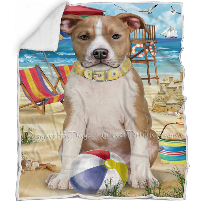 Pet Friendly Beach American Staffordshire Terrier Dog Blanket BLNKT65289