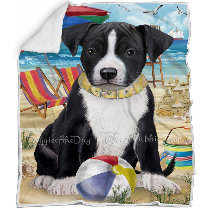 Pet Friendly Beach American Staffordshire Terrier Dog Blanket BLNKT65298