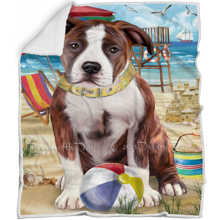 Pet Friendly Beach American Staffordshire Terrier Dog Blanket BLNKT65307