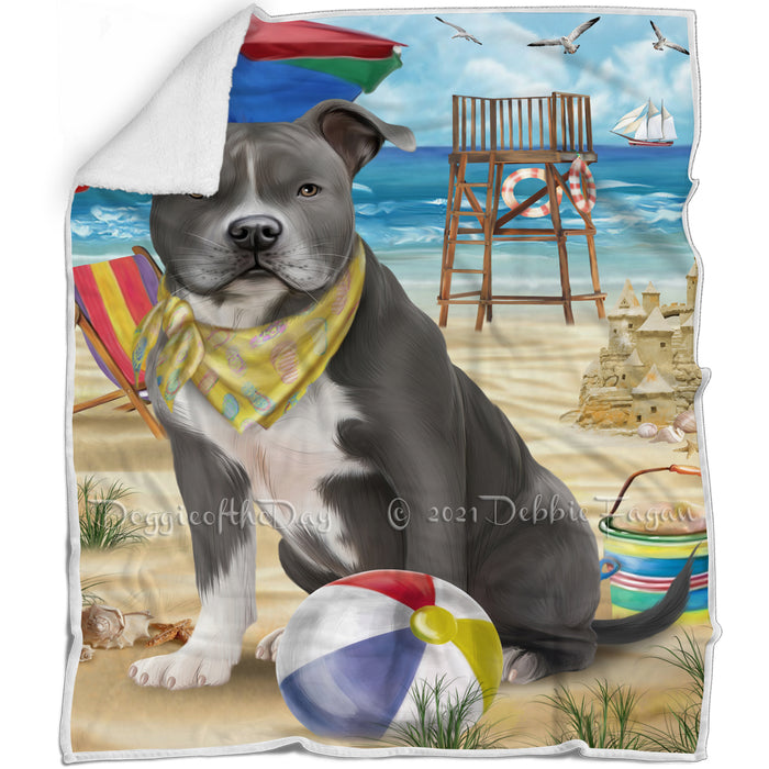 Pet Friendly Beach American Staffordshire Terrier Dog Blanket BLNKT65316