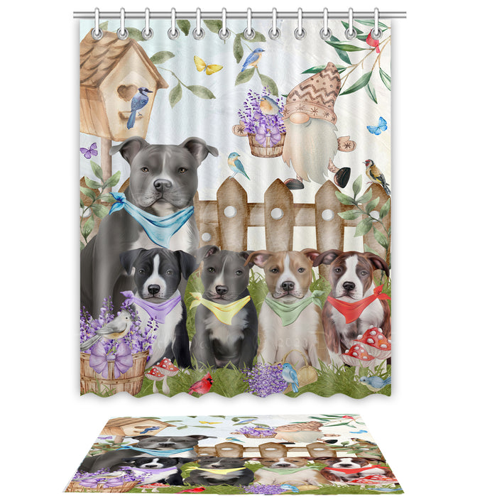 American Staffordshire Terrier Shower Curtain & Bath Mat Set, Bathroom Decor Curtains with hooks and Rug, Explore a Variety of Designs, Personalized, Custom, Dog Lover's Gifts