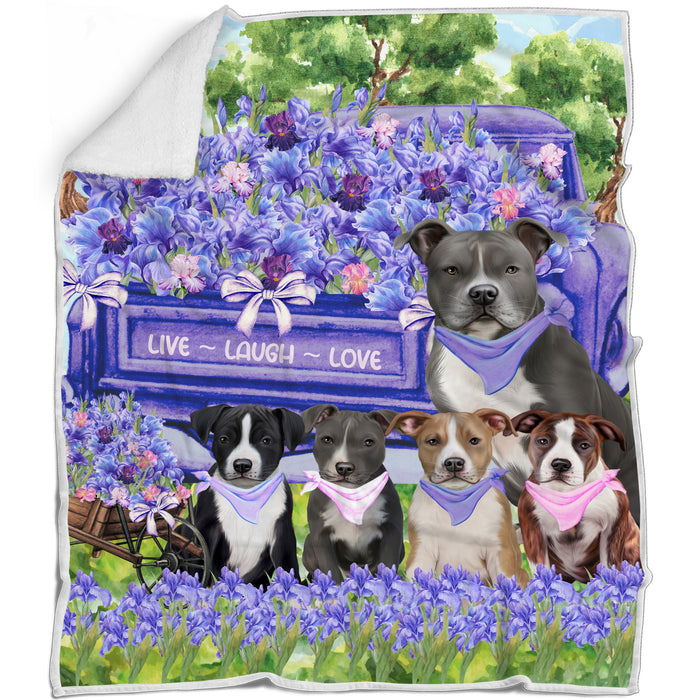 American Staffordshire Bed Blanket, Explore a Variety of Designs, Personalized, Throw Sherpa, Fleece and Woven, Custom, Soft and Cozy, Dog Gift for Pet Lovers