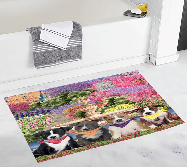 American Staffordshire Terrier Custom Bath Mat, Explore a Variety of Personalized Designs, Anti-Slip Bathroom Pet Rug Mats, Dog Lover's Gifts