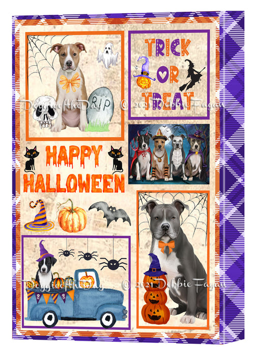 Happy Halloween Trick or Treat American Staffordshire Dogs Canvas Wall Art Decor - Premium Quality Canvas Wall Art for Living Room Bedroom Home Office Decor Ready to Hang CVS150146