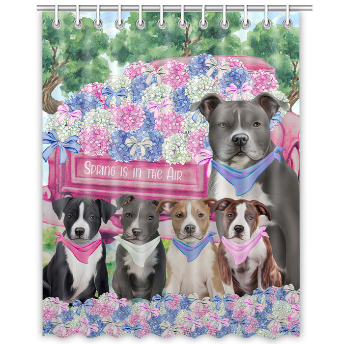 American Staffordshire Terrier Shower Curtain, Custom Bathtub Curtains with Hooks for Bathroom, Explore a Variety of Designs, Personalized, Gift for Pet and Dog Lovers